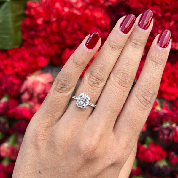 Emerald Halo Engagement Ring - Main Image