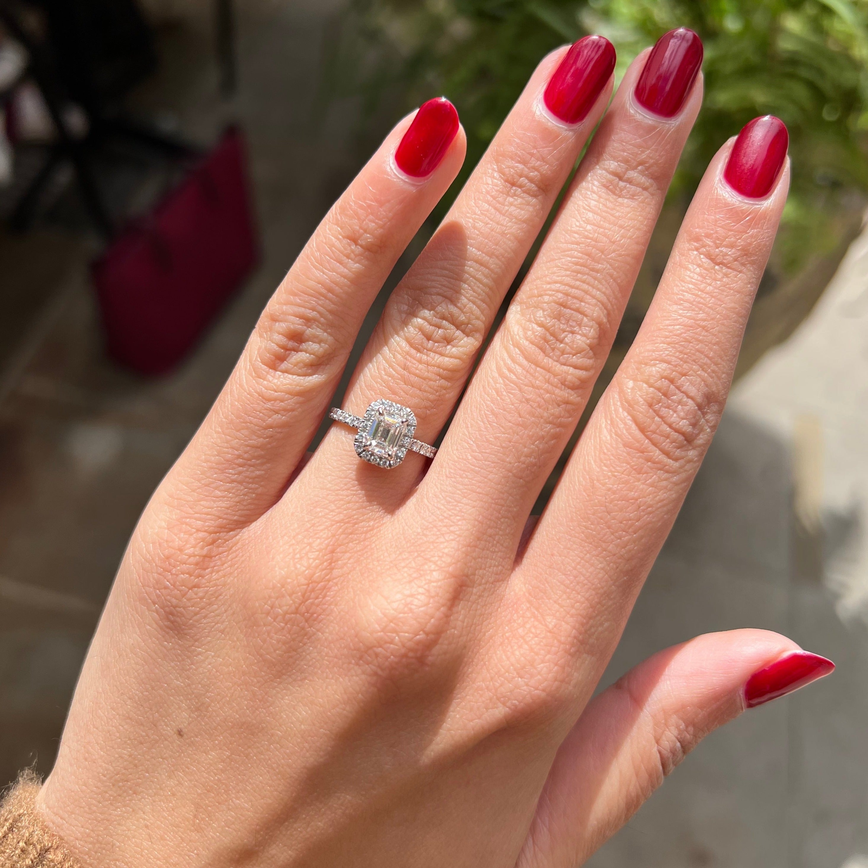 Emerald Halo Engagement Ring 1.48ctw