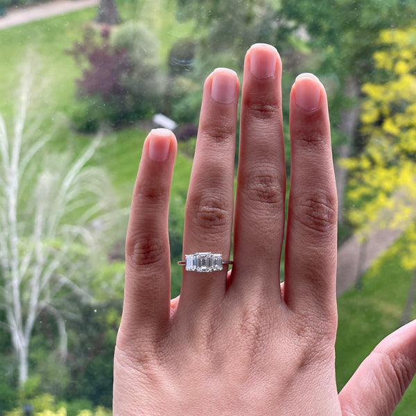 Stone Emerald Emerald Engagement Ring And Wedding Band Three Stone