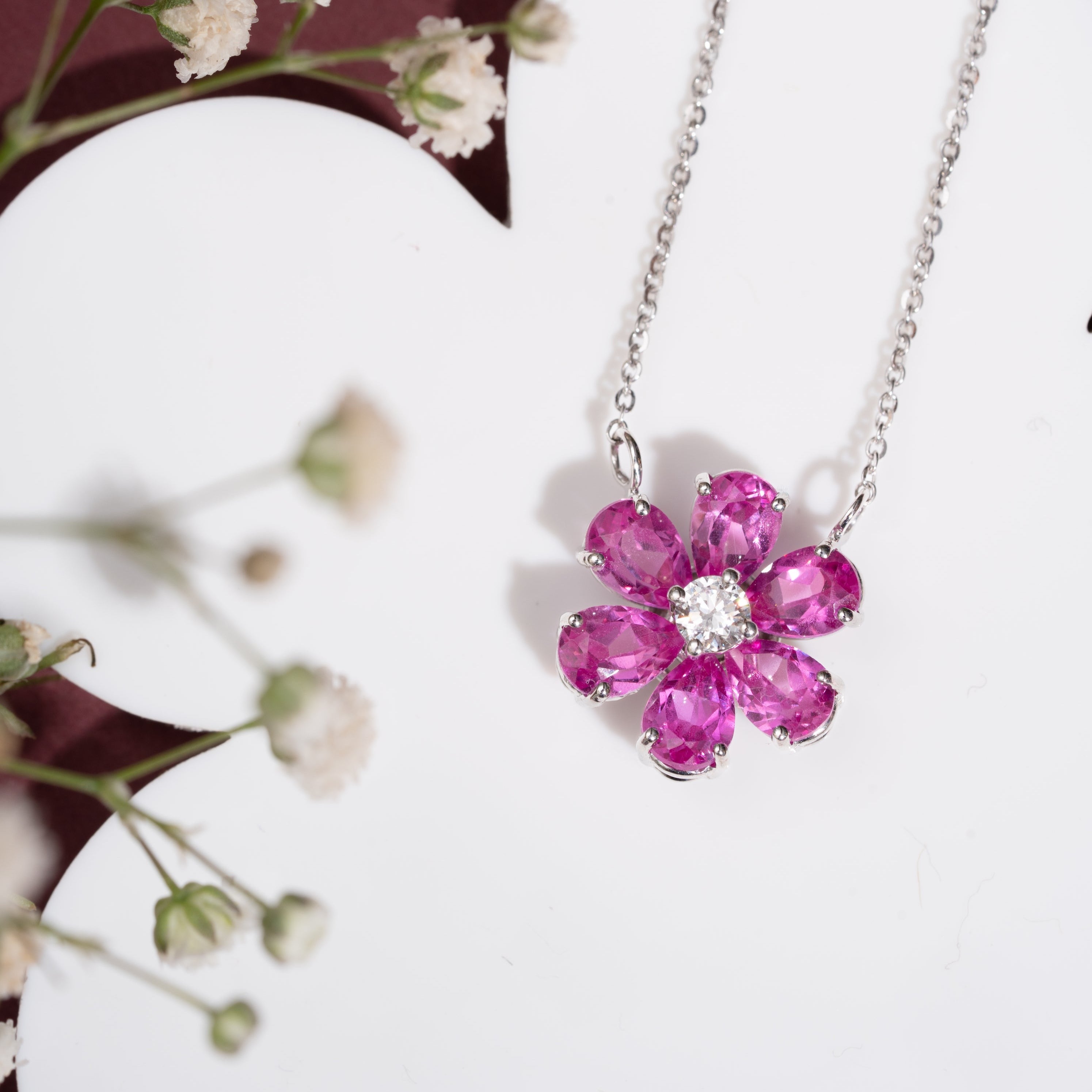 Periwinkle Pink Sapphire Necklace