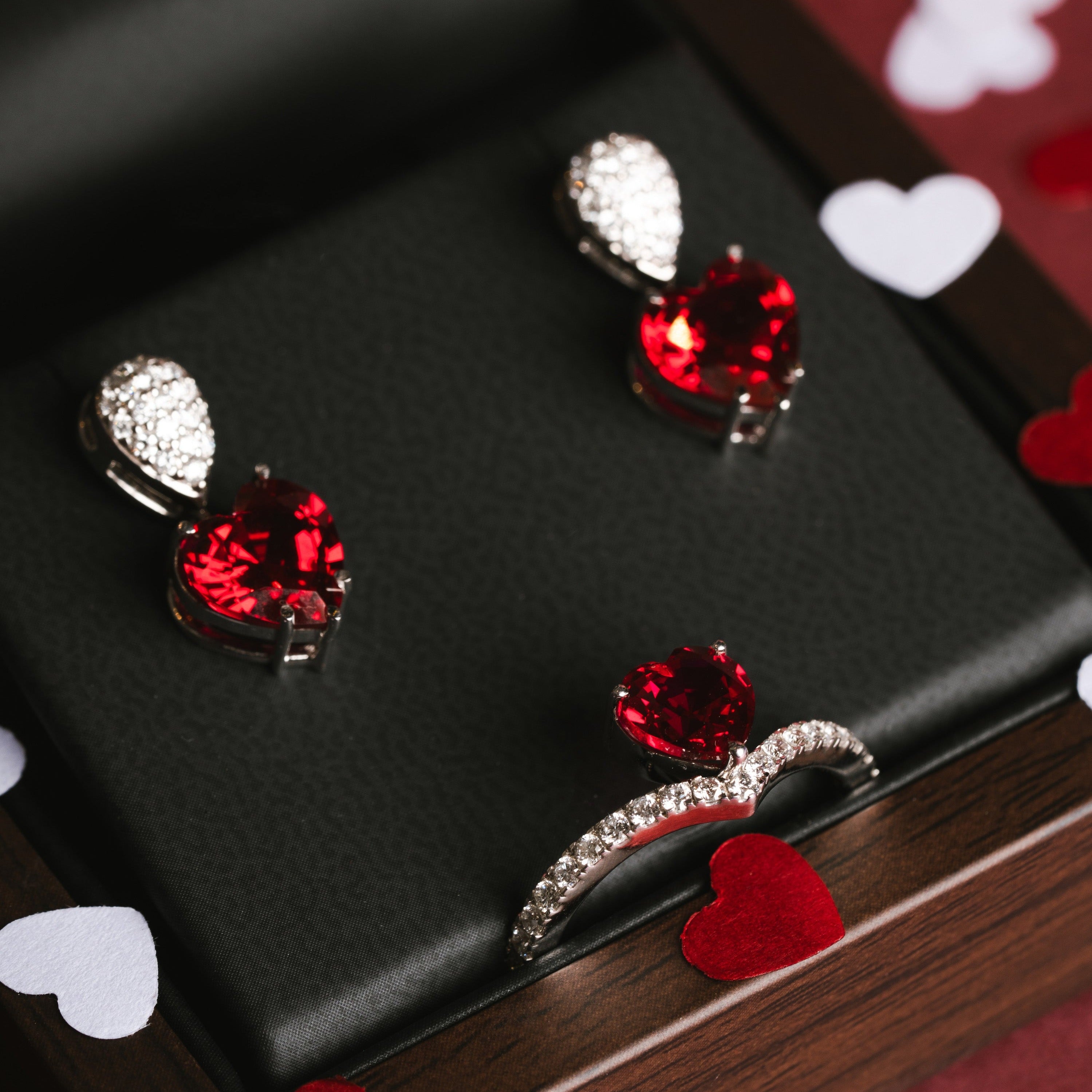 Valentine Ruby Ring & Earrings Set