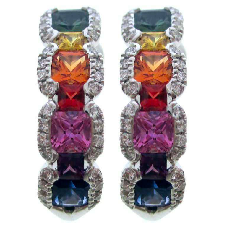 Rainbow Earrings - Emerald cut