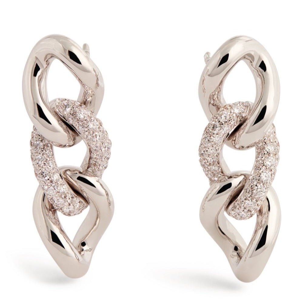 Signature Chain Link Diamond Earrings in 18k White Gold