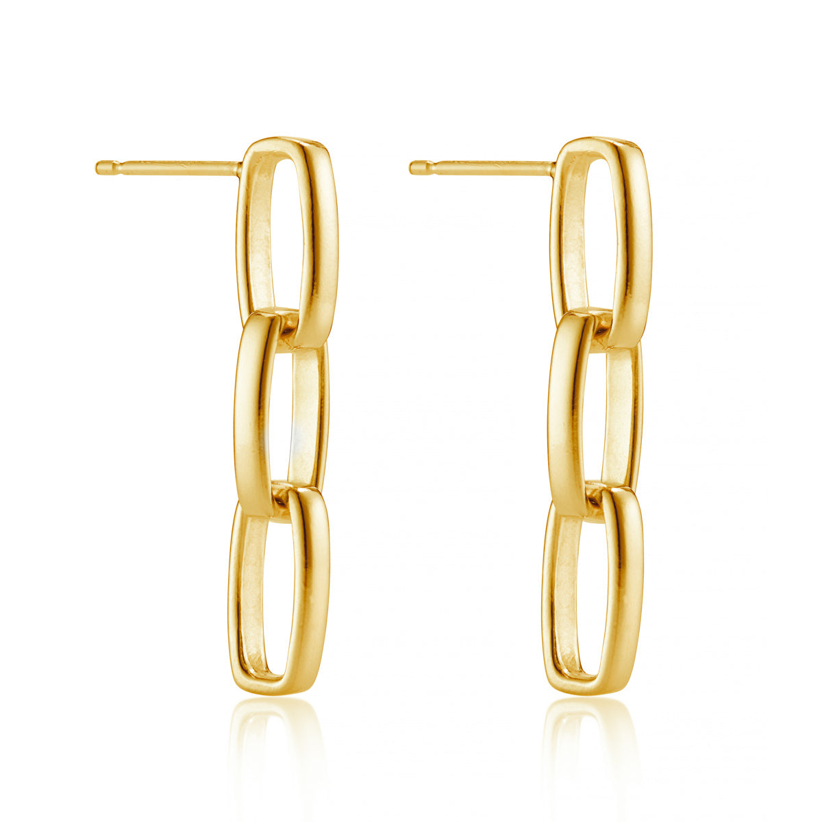 Triad Link Earrings in 14k Gold