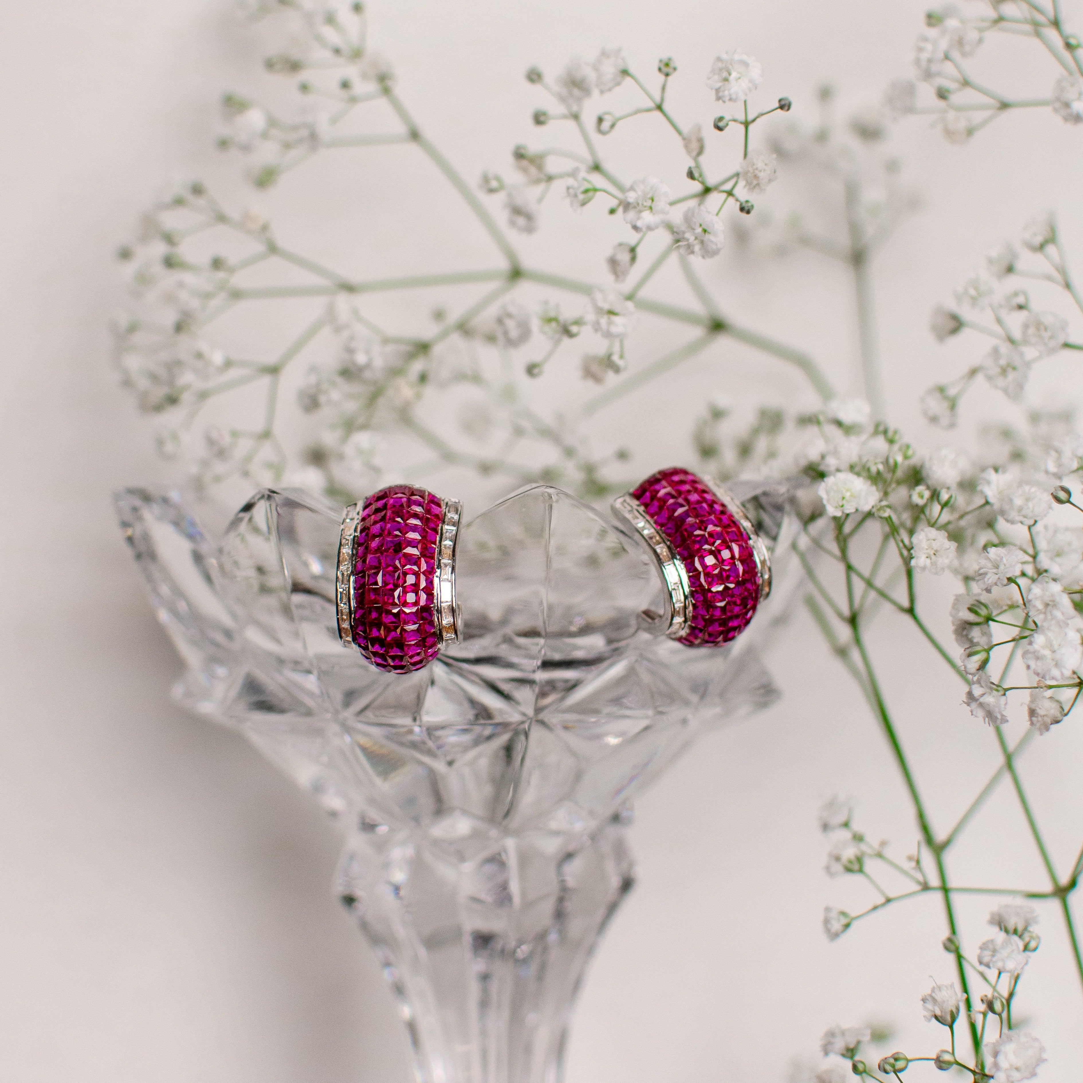 Dahlia Ruby Earrings & Cocktail Ring Set