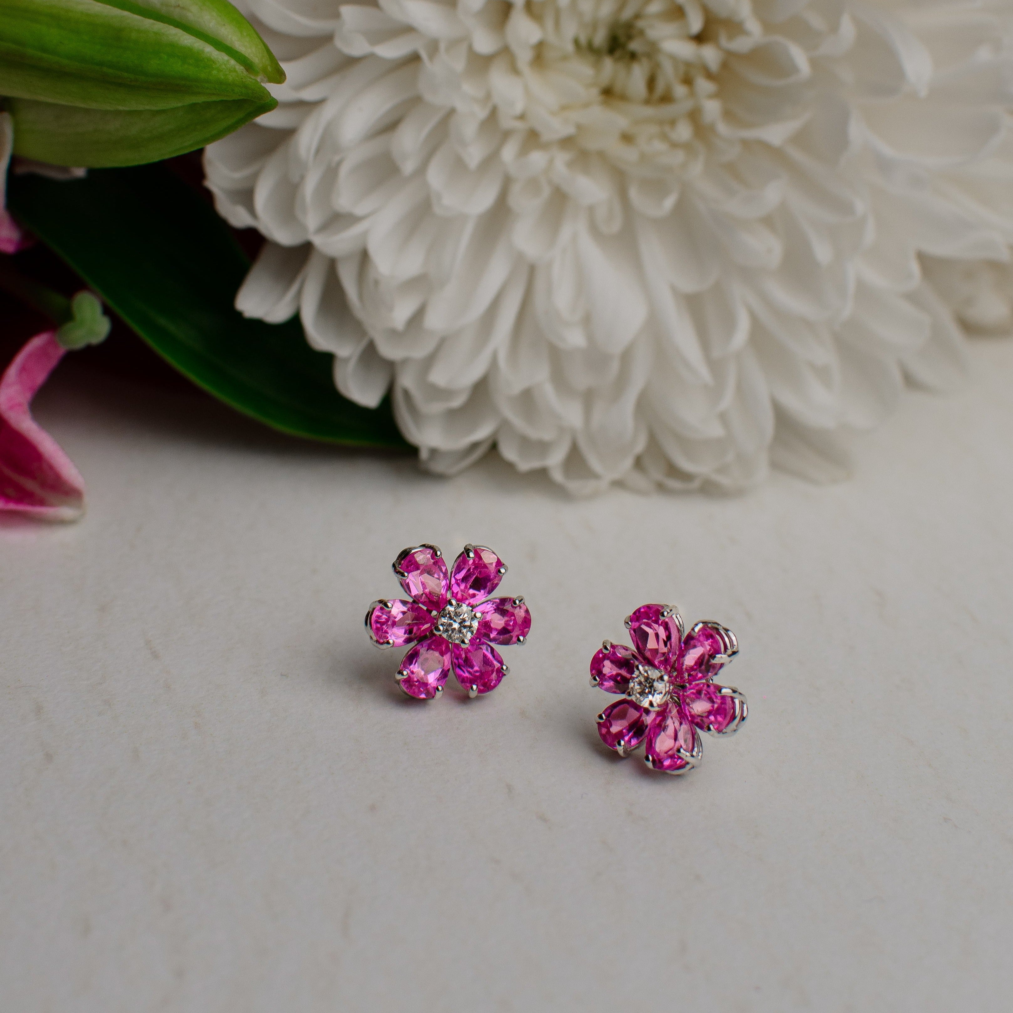 Periwinkle Pink Sapphire Earrings